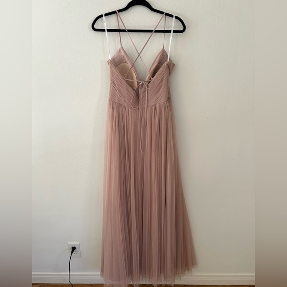 NWT Watters WTOO Lexie - Solid Blush Tulle Gown Lace Up Adjustable Straps - Picture 8 of 14